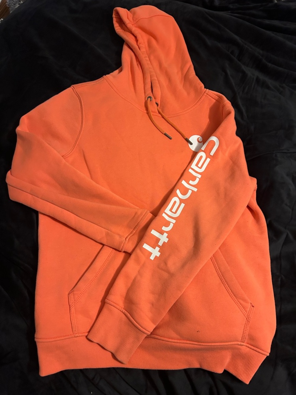 Carhartt Orange Crewneck Hoodie with White Sleeve Logo